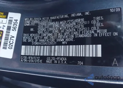 2010 Toyota Sienna Le from USA, damaged, VIN 5TDKK4CC6AS326531